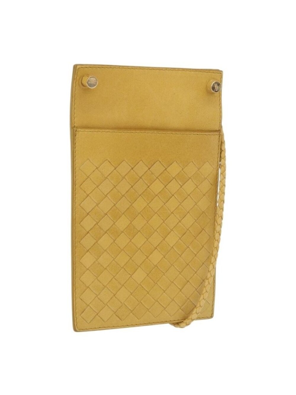 Authentic BOTTEGA VENETA INTRECCIATO Shoulder Bag Leather Yellow Gold